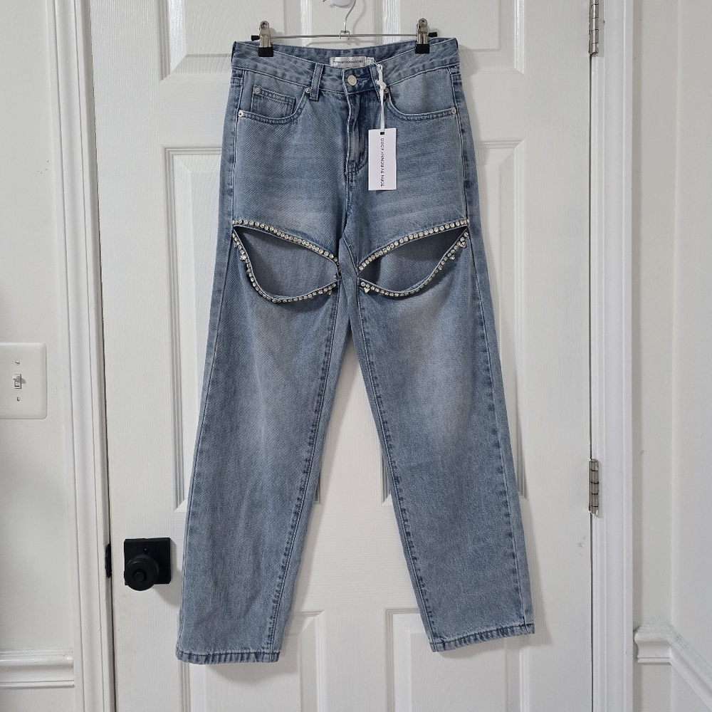 Torn By Ronny Kobo Mariah Crystal Embellished Jeans New Size 25 - Picture 5 of 10